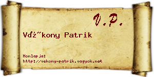 Vékony Patrik névjegykártya